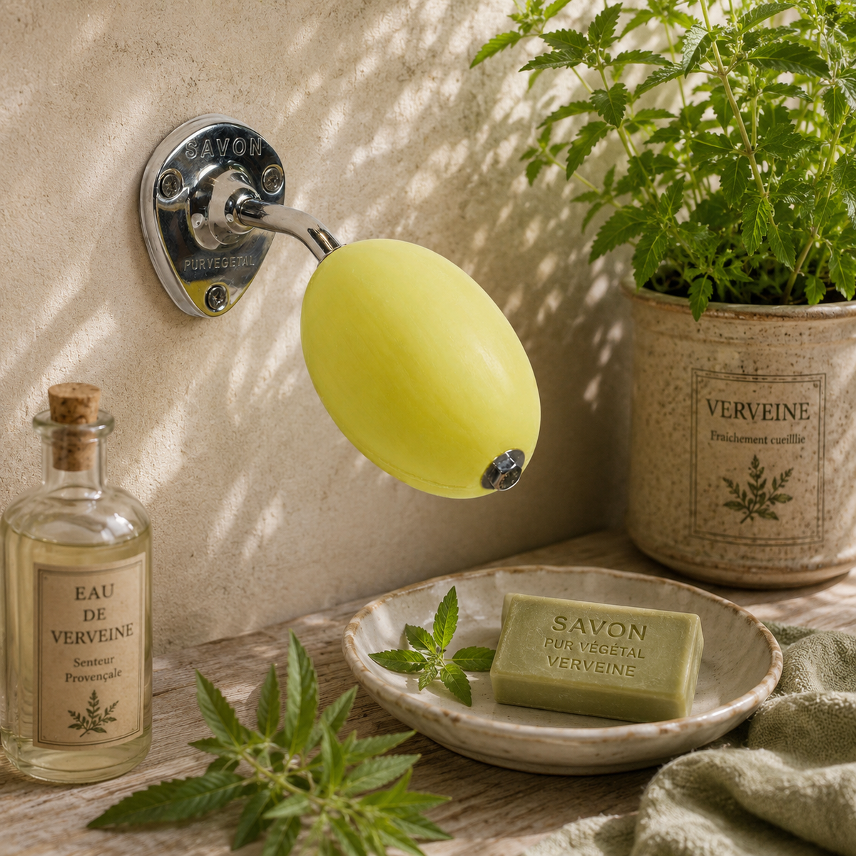 Support Mural Inox & Savon verveine