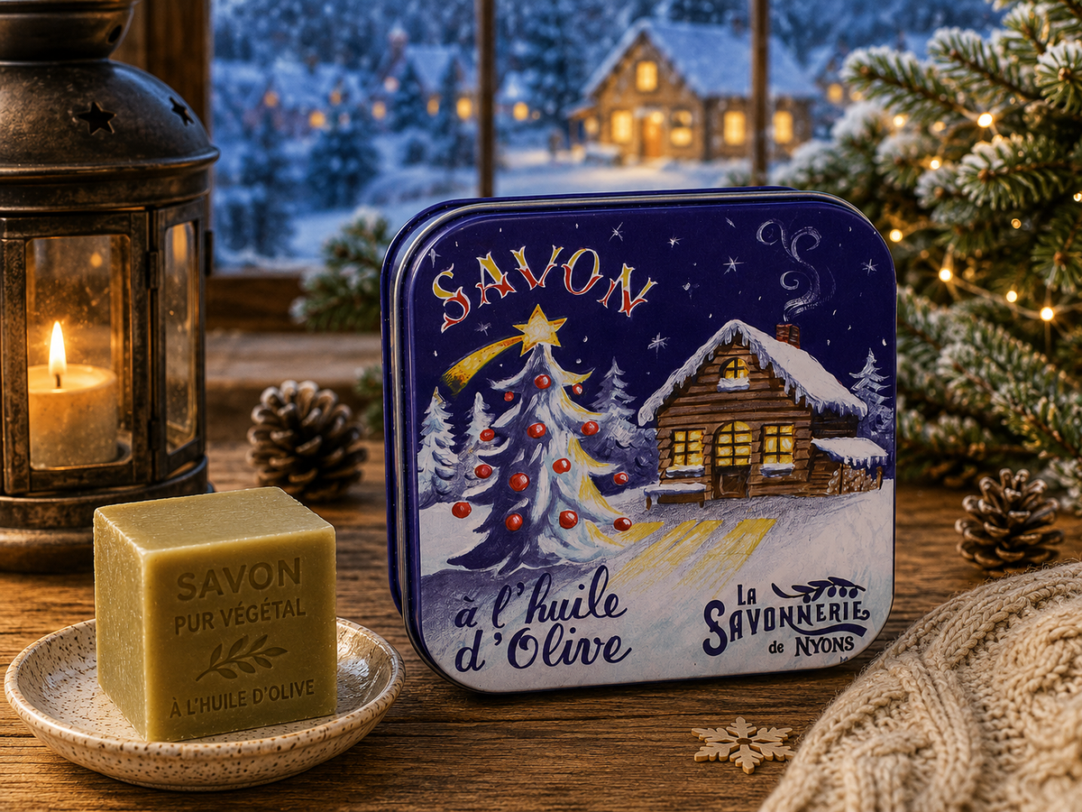 Boite Métal Chalet de Noël & Savon 100g