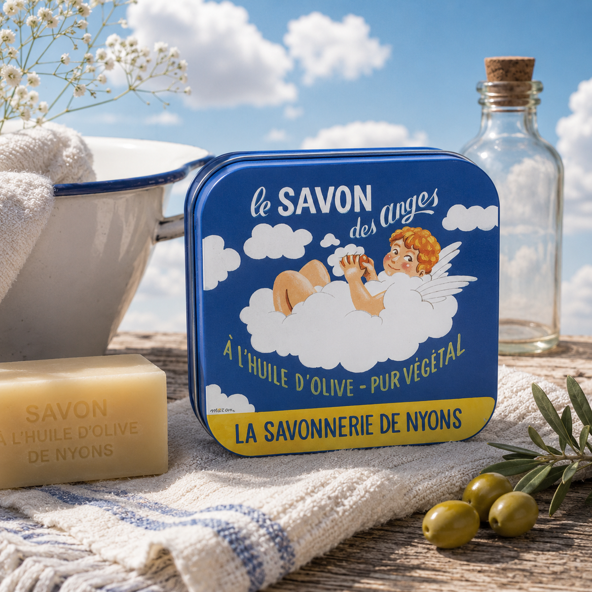 Boite métallique +un savon senteur fleur de coton