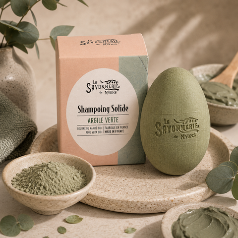 Shampoing solide à l'argile verte