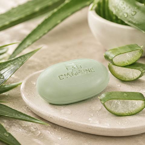 Savon galet au lait d'ânesse biologique aloe vera 150 g