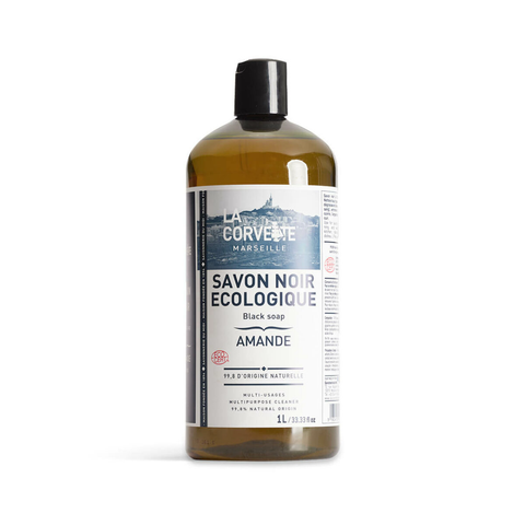 Savon noir liquide AMANDE à l’huile de lin – 1L – ECOCERT Ecodétergent