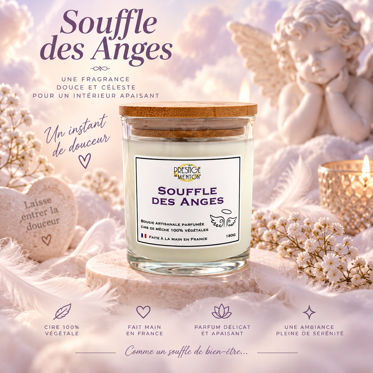 Bougie souffle des anges prestige de menton 180g