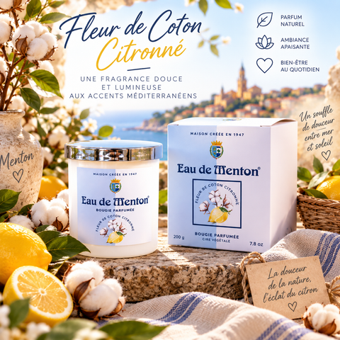 Bougie Artisanale 220g – Fleur de Coton Citronnée