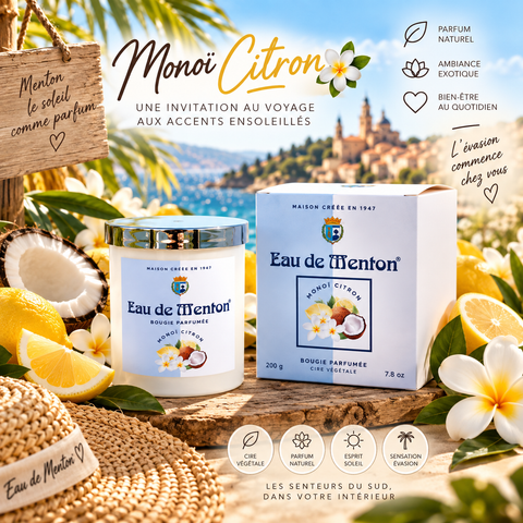 Bougie Artisanale 220g – Monoï Citronné