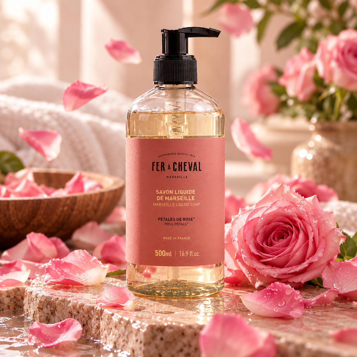SAVON LIQUIDE DE MARSEILLE PÉTALES DE ROSE 500ML