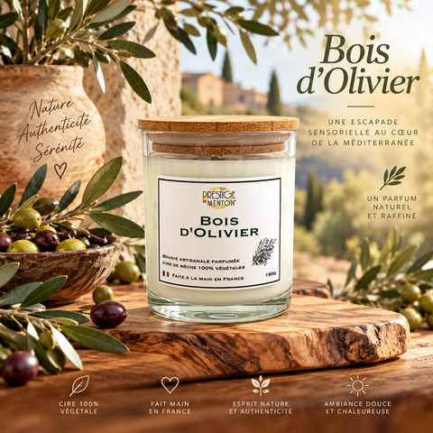 Bougie bois d'oliver prestige de menton 180g