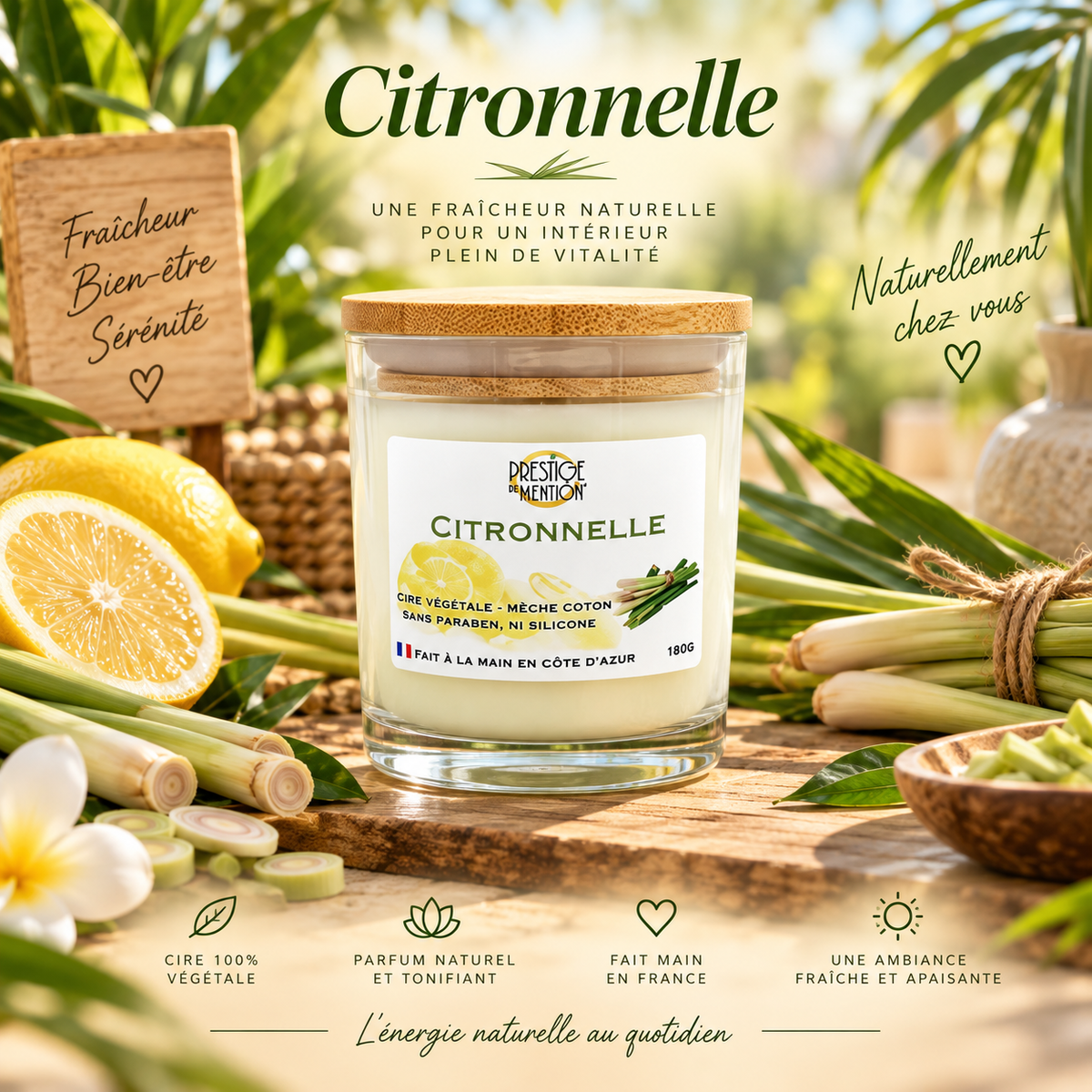 Bougie citronnelle prestige de menton 180g