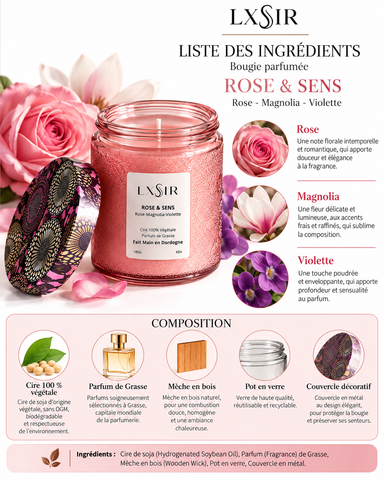 Bougie Rose et Sens