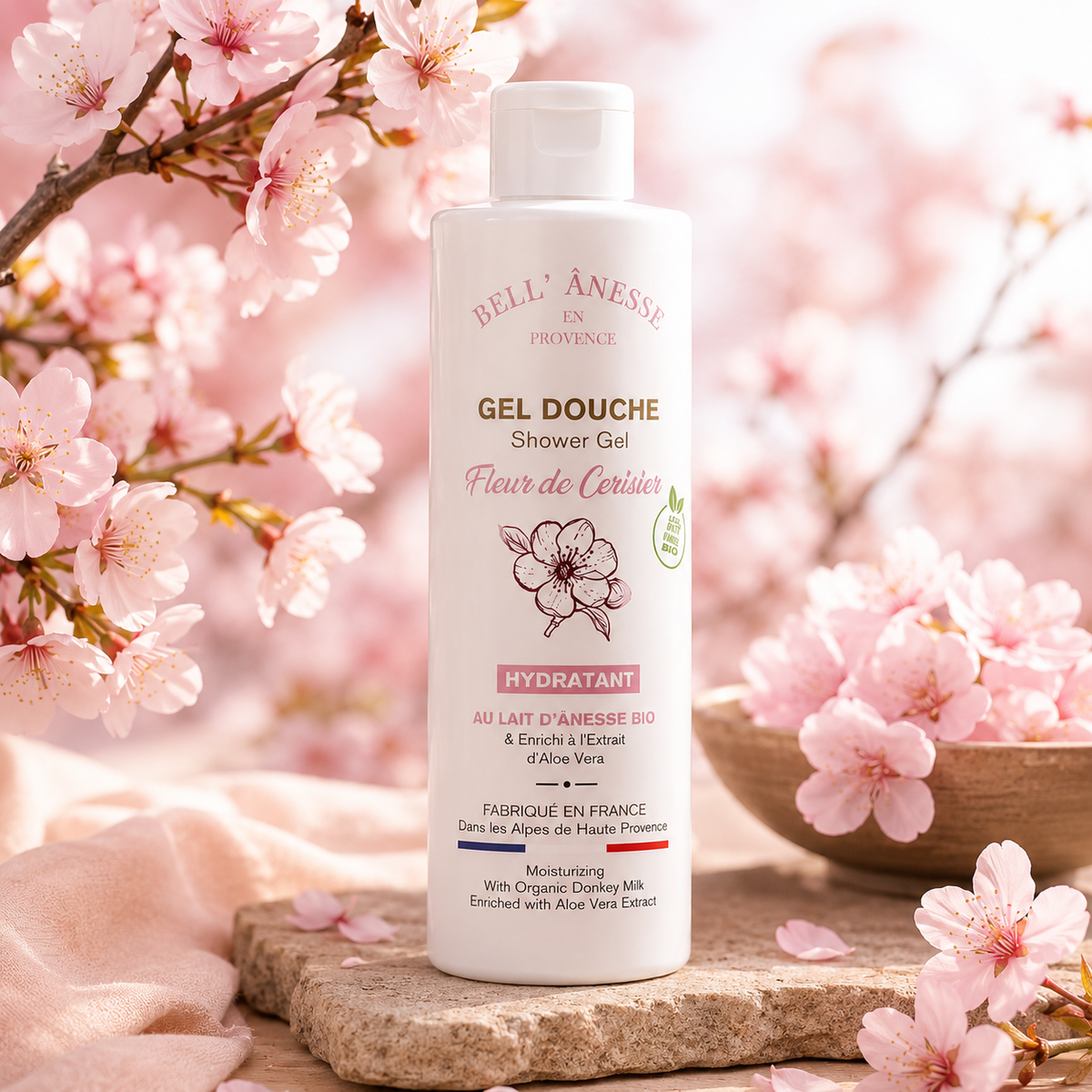 Gel douche au lait d'ânesse et Fleur de cerisier