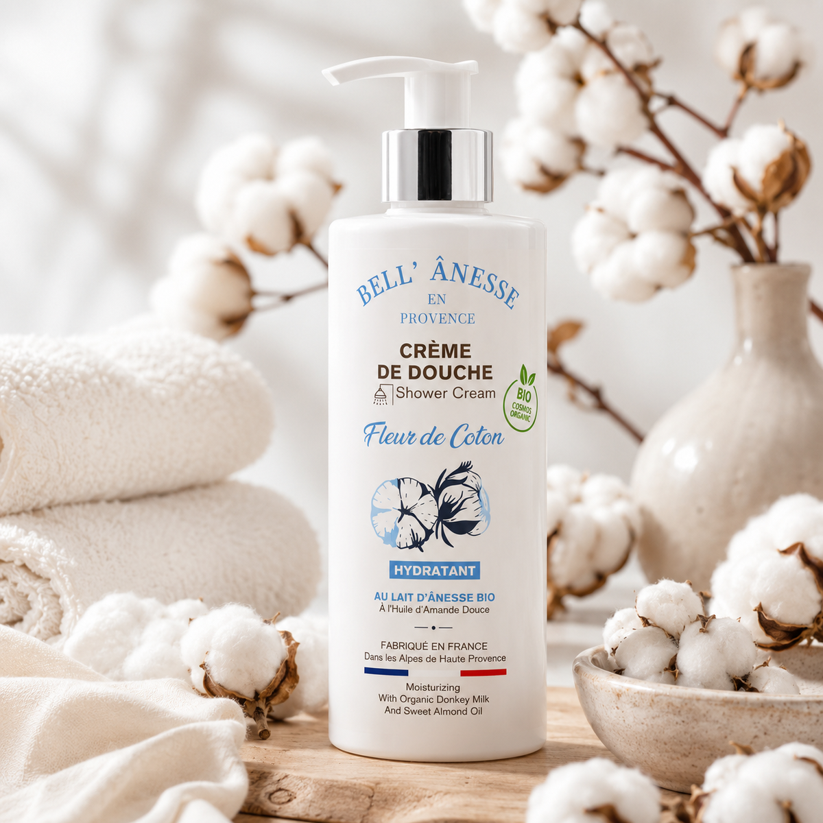 Crème de douche Fleur de Coton et Lait d'Anesse Bio