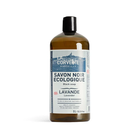 Savon noir liquide LAVANDE à l’huile de lin – 1L – ECOCERT Eco détergent