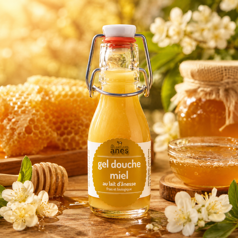 Gel douche limonade au lait d'ânesse frais et biologique miel 100 ml