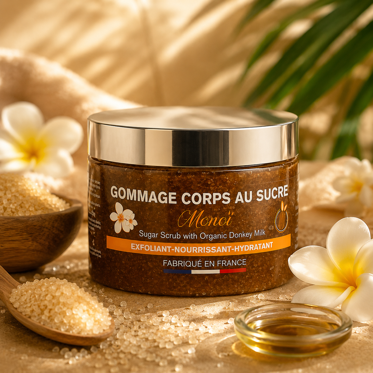 Gommage corps au sucre monoï au lait d'ânesse