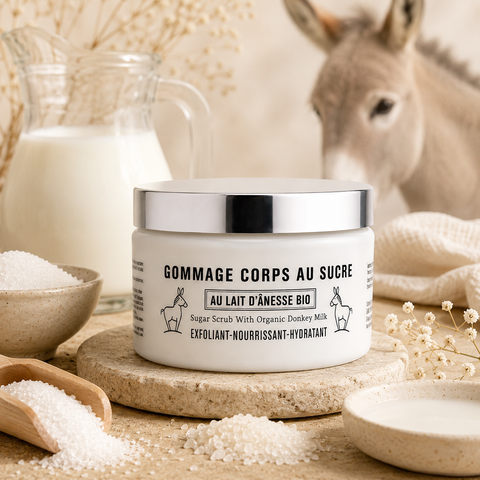 Gommage corps au sucre et lait d'ânesse