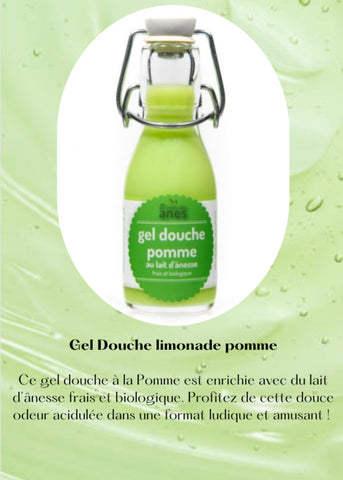 Gel douche limonade au lait d'ânesse frais et biologique pomme 100 ml