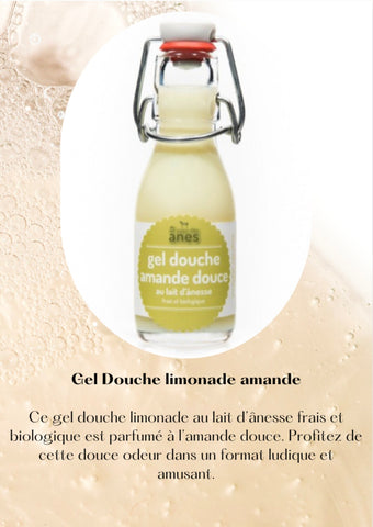 Gel douche limonade au lait d'ânesse frais et biologique amande douce 100 ml