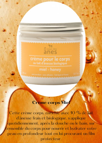 Crème corps au lait d’ânesse biologique miel 200 ml
