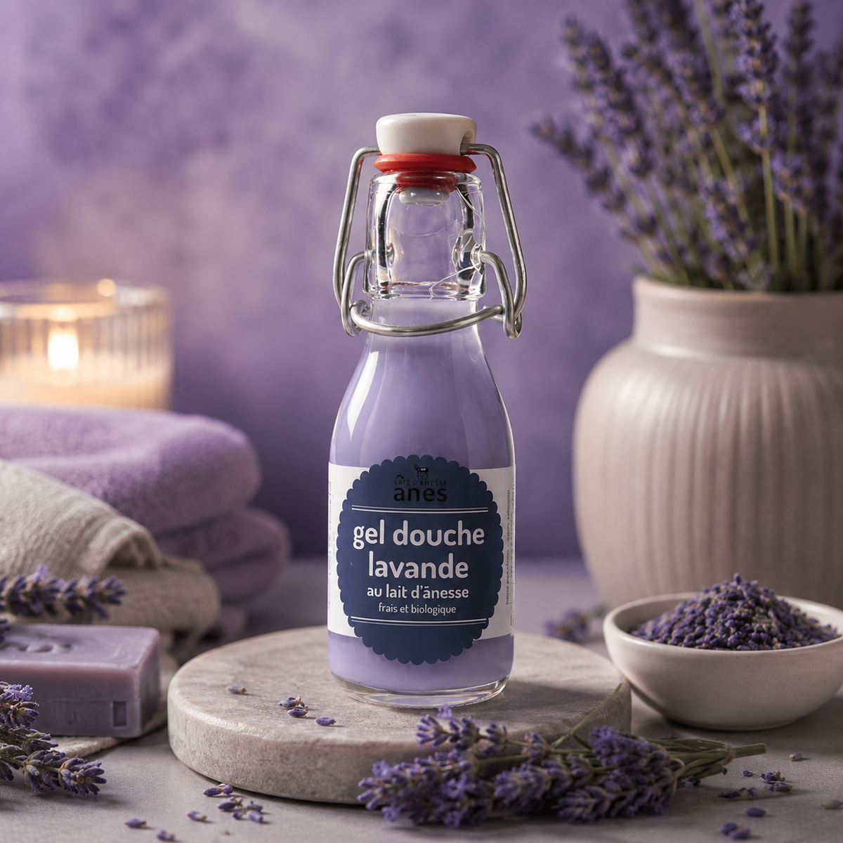 Gel douche limonade au lait d'ânesse frais et biologique lavande 100 ml