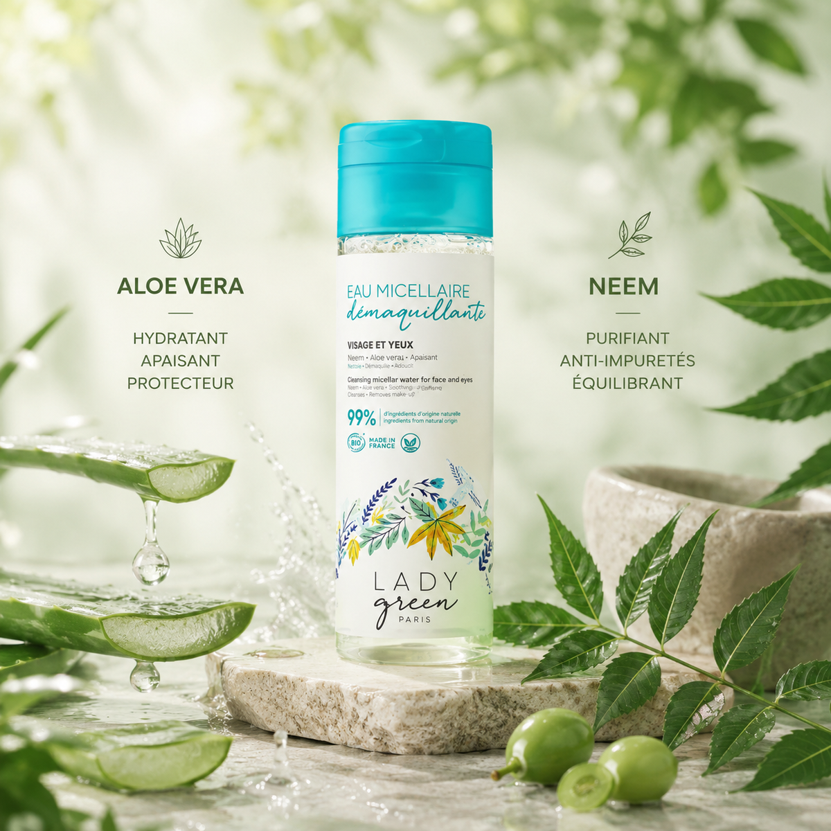 Eau micellaire démaquillant visage et yeux