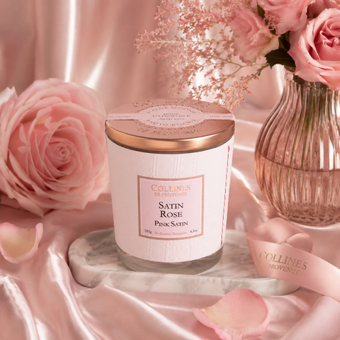 Bougie Parfumée Satin Rose Coulée à la main