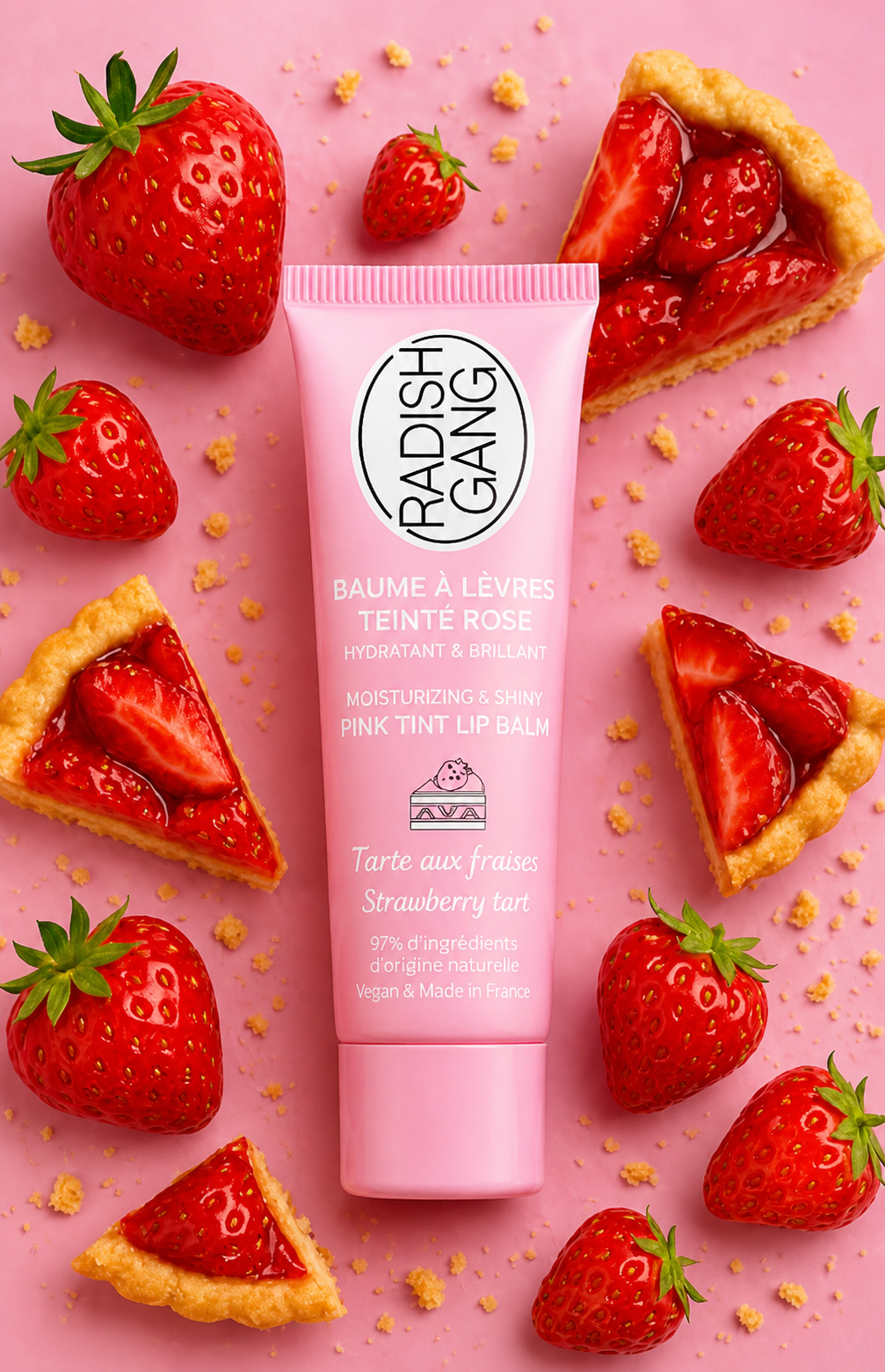 TARTE AUX FRAISES Baume à lèvres hydratant - rose