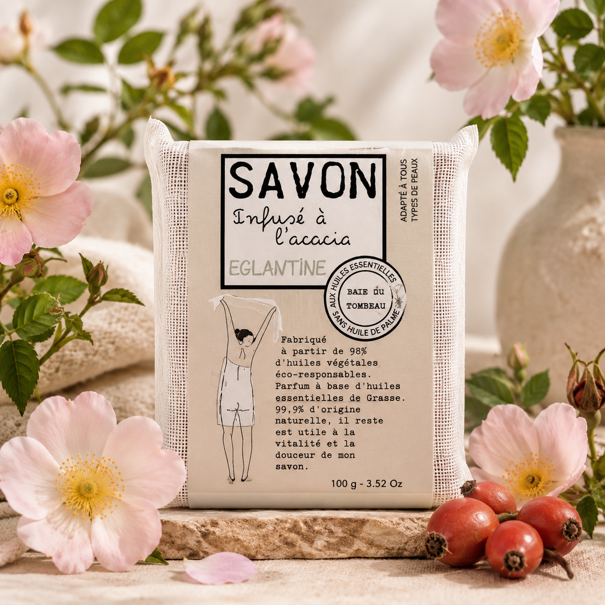 SAVONNETTE PARFUMÉE COLORÉE ÉGLANTINE