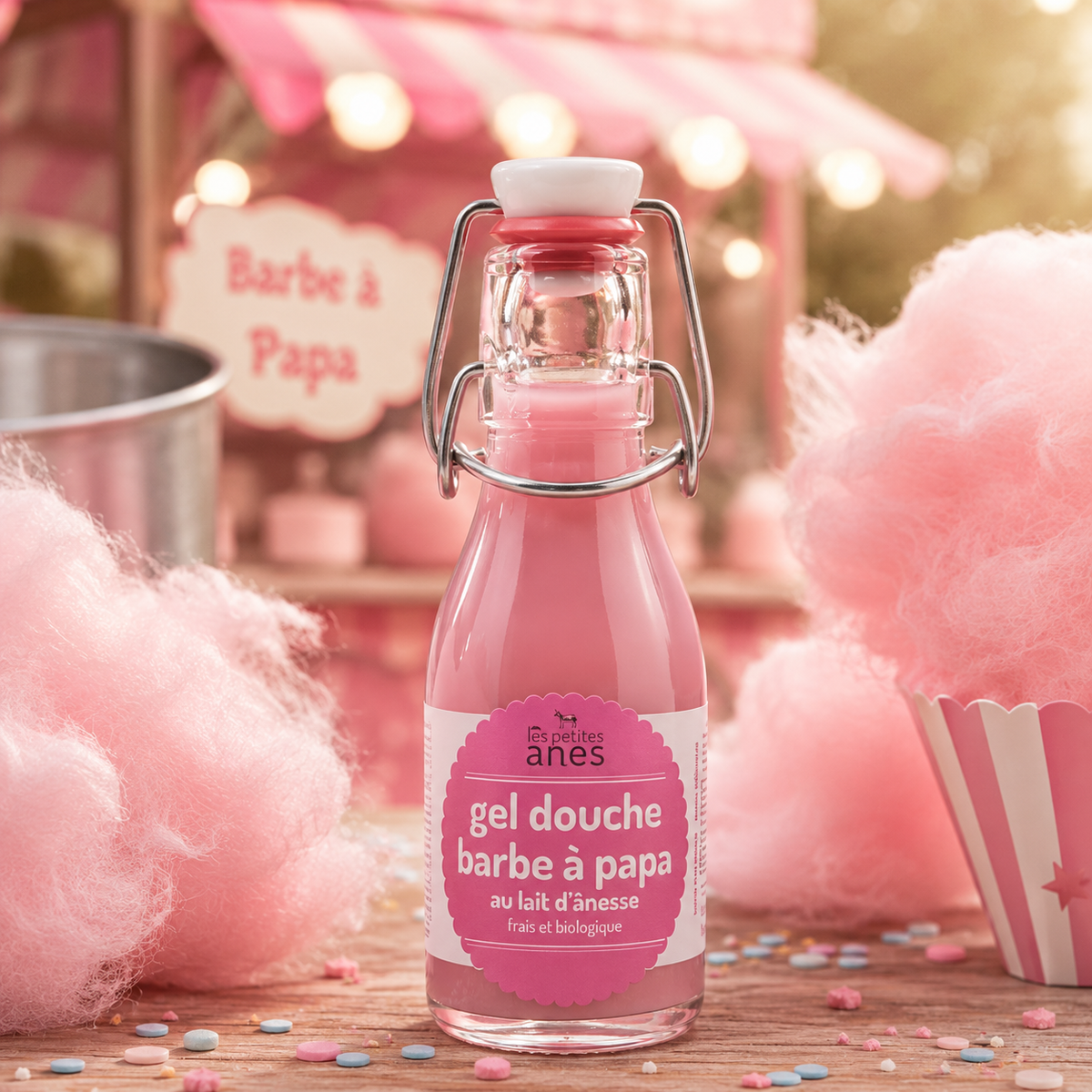Gel douche limonade au lait d'ânesse frais et biologique barbe à papa 100 ml