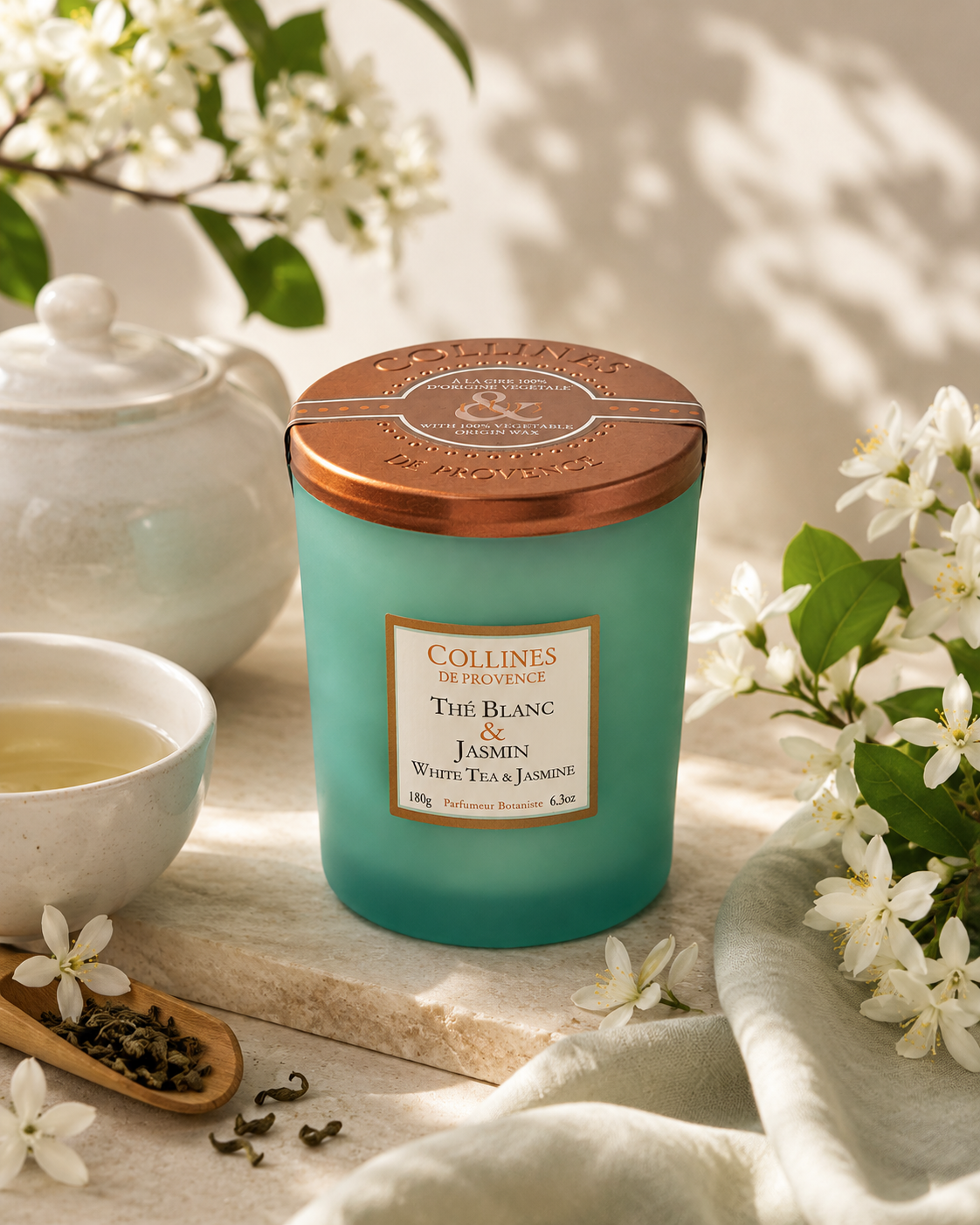 Bougie Parfumée Thé Blanc & Jasmin Coulée à la main