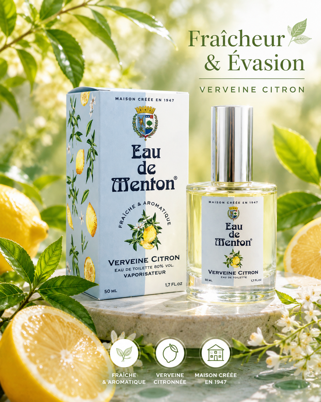 Eau de toilette Verveine/Citron Prestige de Menton