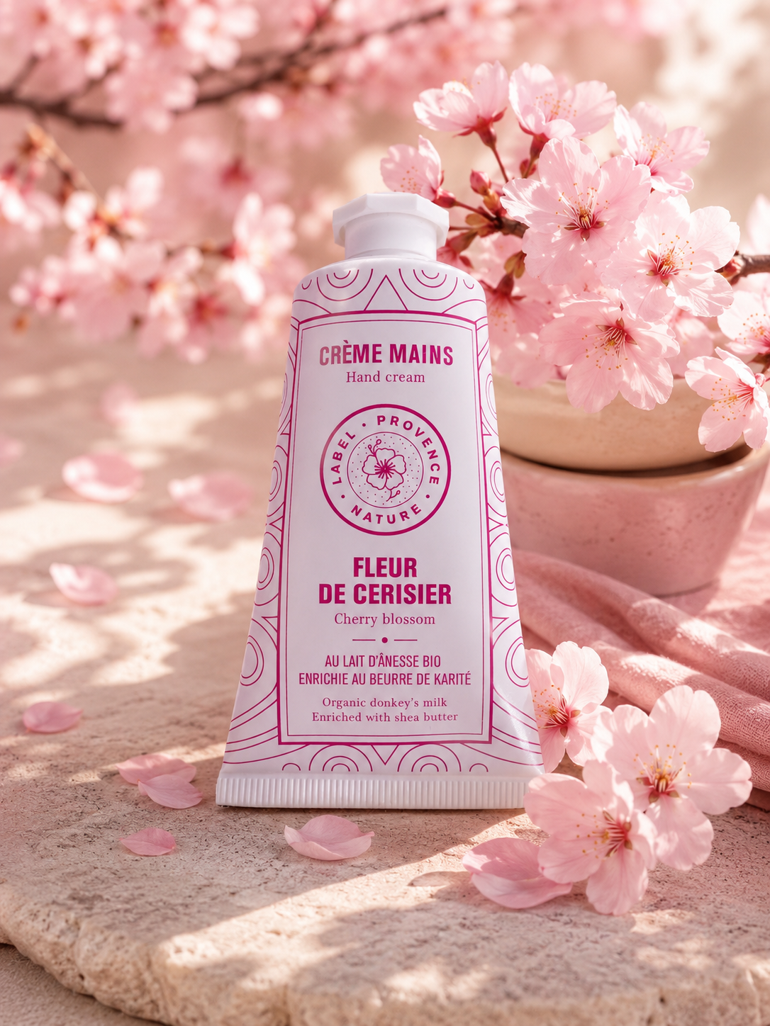 Crème mains au lait d'ânesse Bio et Fleur de Cerisier