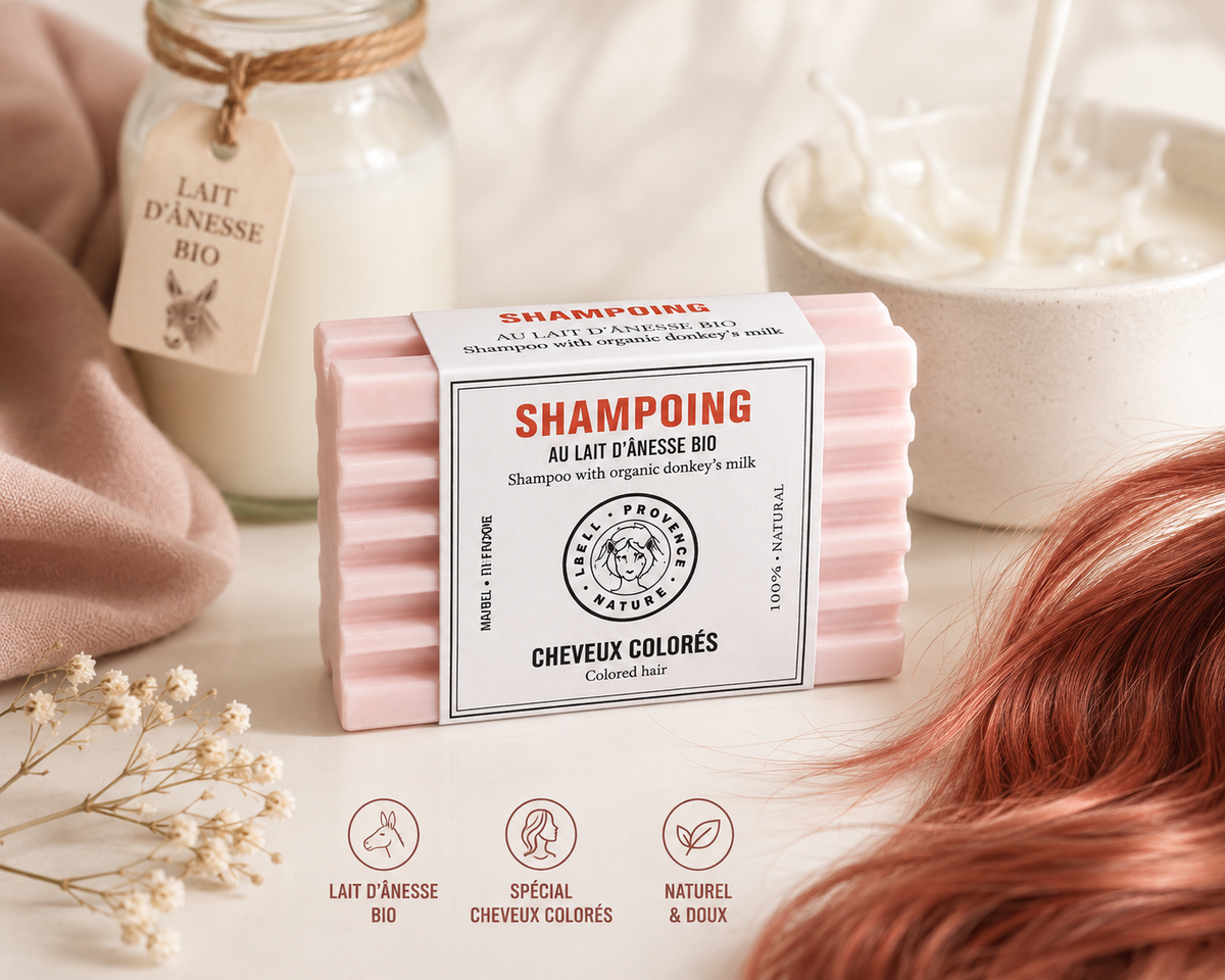 Shampoing solide au lait d'ânese BIO cheveux coloré