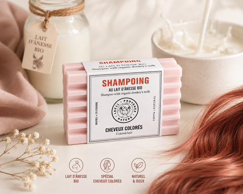 Shampoing solide au lait d'ânese BIO cheveux coloré