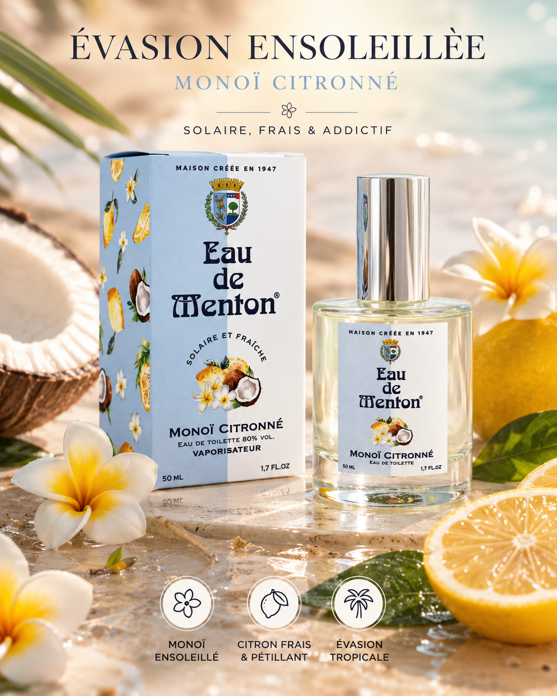 Eau de toilette Monoi Citronnée Prestige de Menton