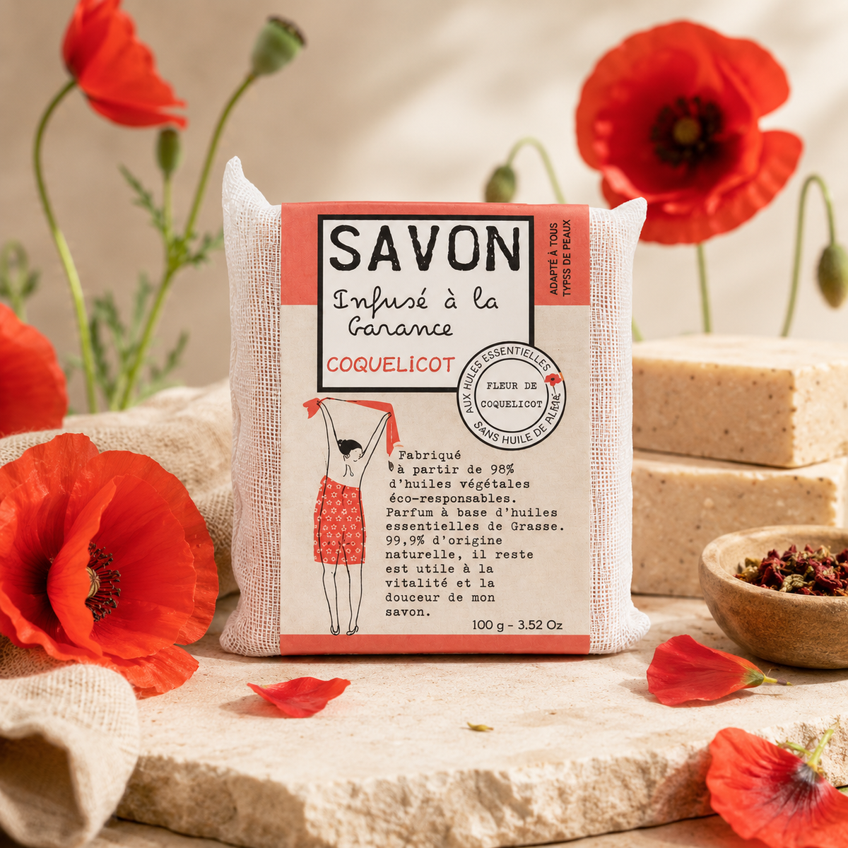 SAVONNETTE PARFUMEE COLOREE COQUELICOT