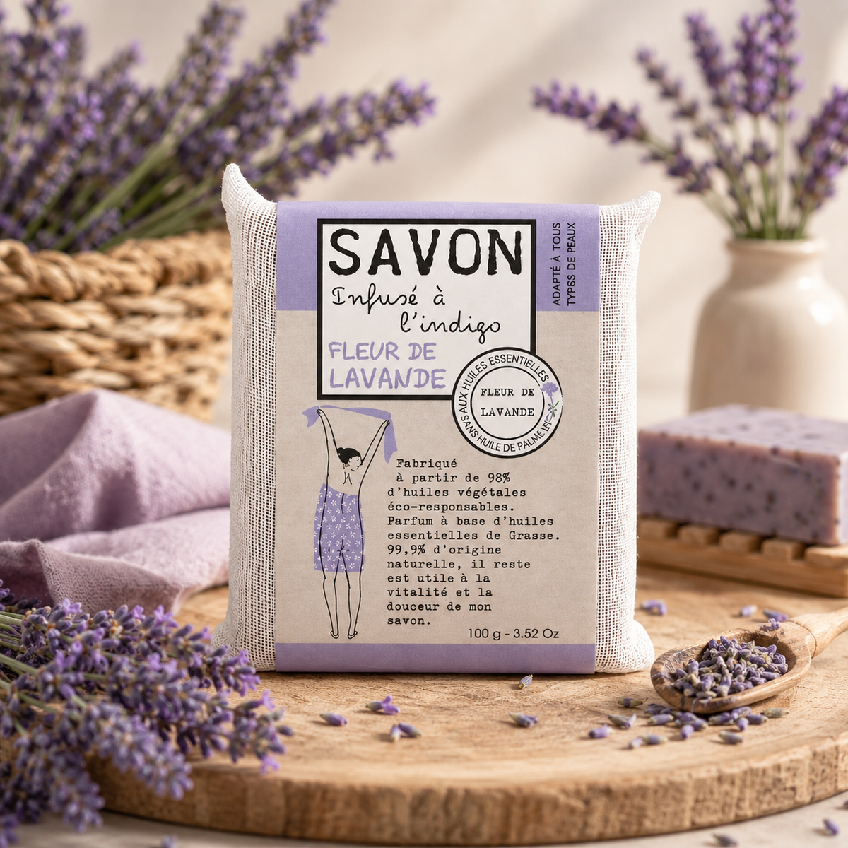 SAVONNETTE PARFUMEE COLOREE FLEUR DE LAVANDE