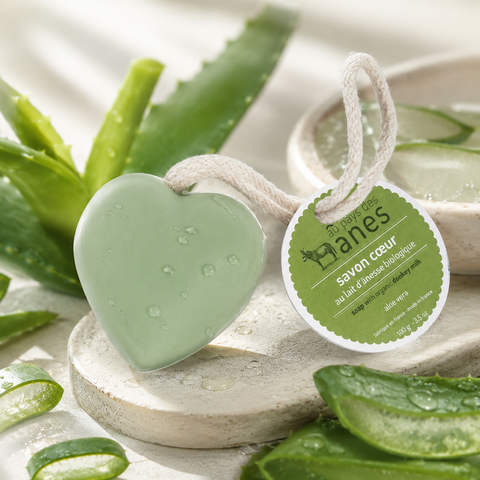 Savon cœur au lait d’ânesse biologique aloe vera 100 g