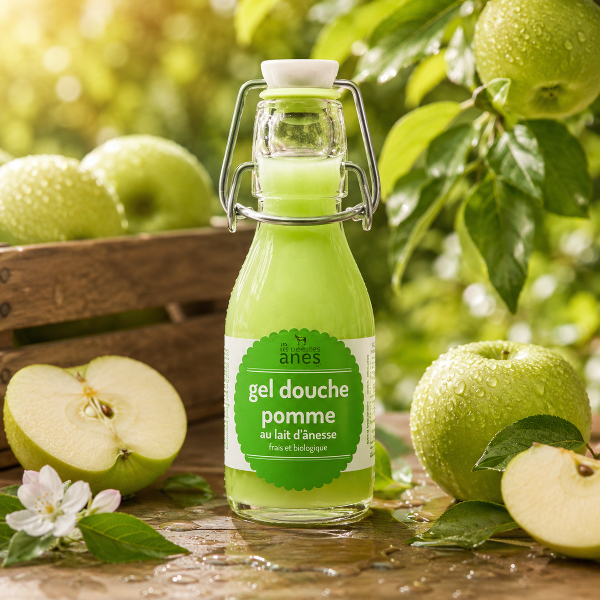 Gel douche limonade au lait d'ânesse frais et biologique pomme 100 ml