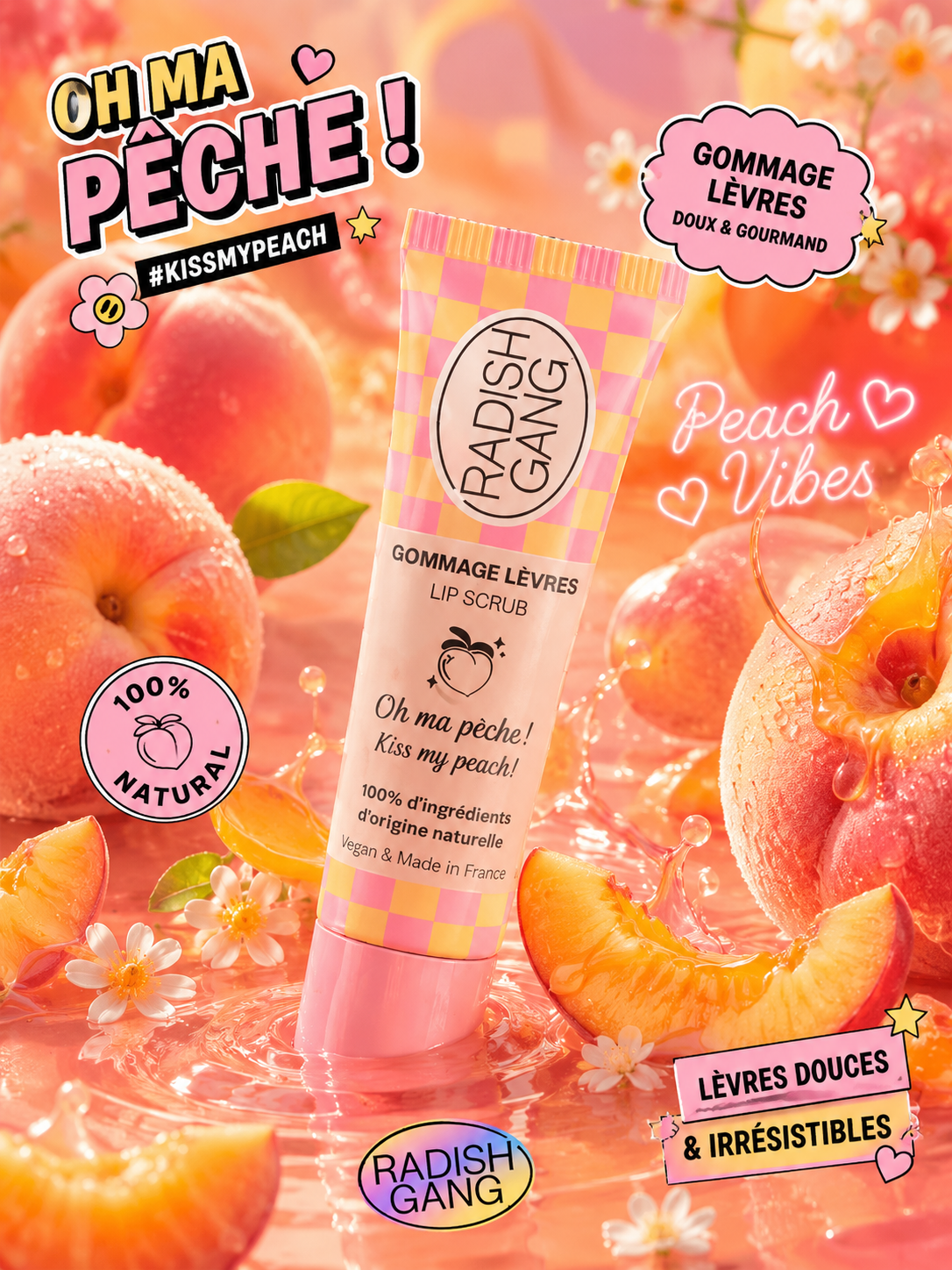 KISS MY PEACH Gommage lèvres à la pêche