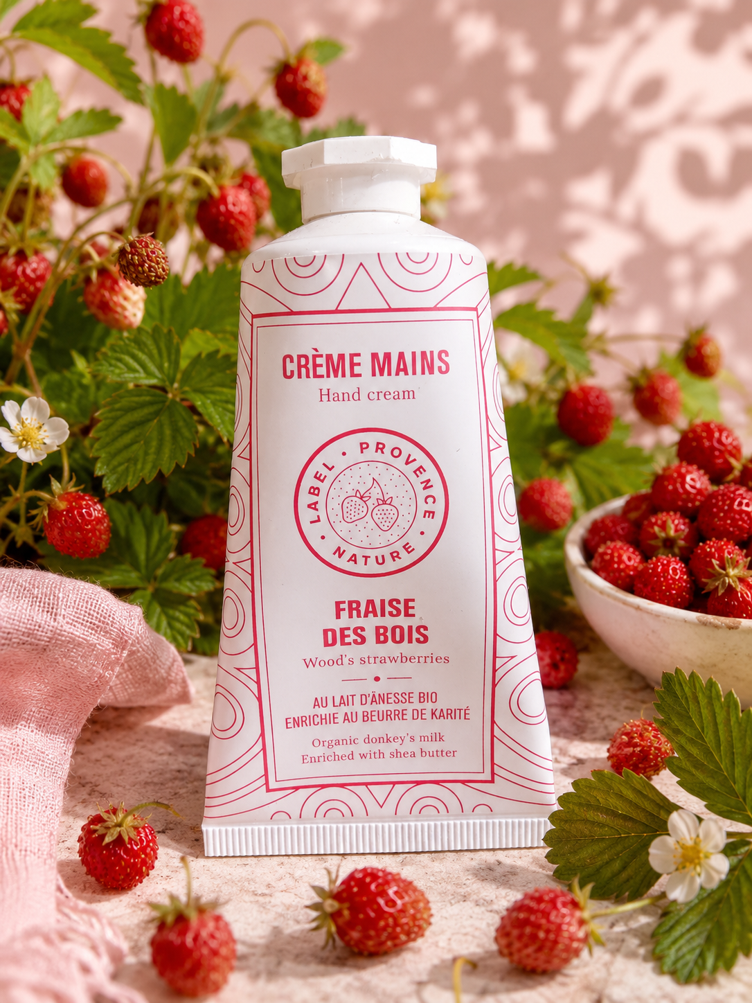 Crème mains au lait d'ânesse Bio et Fraises des Bois