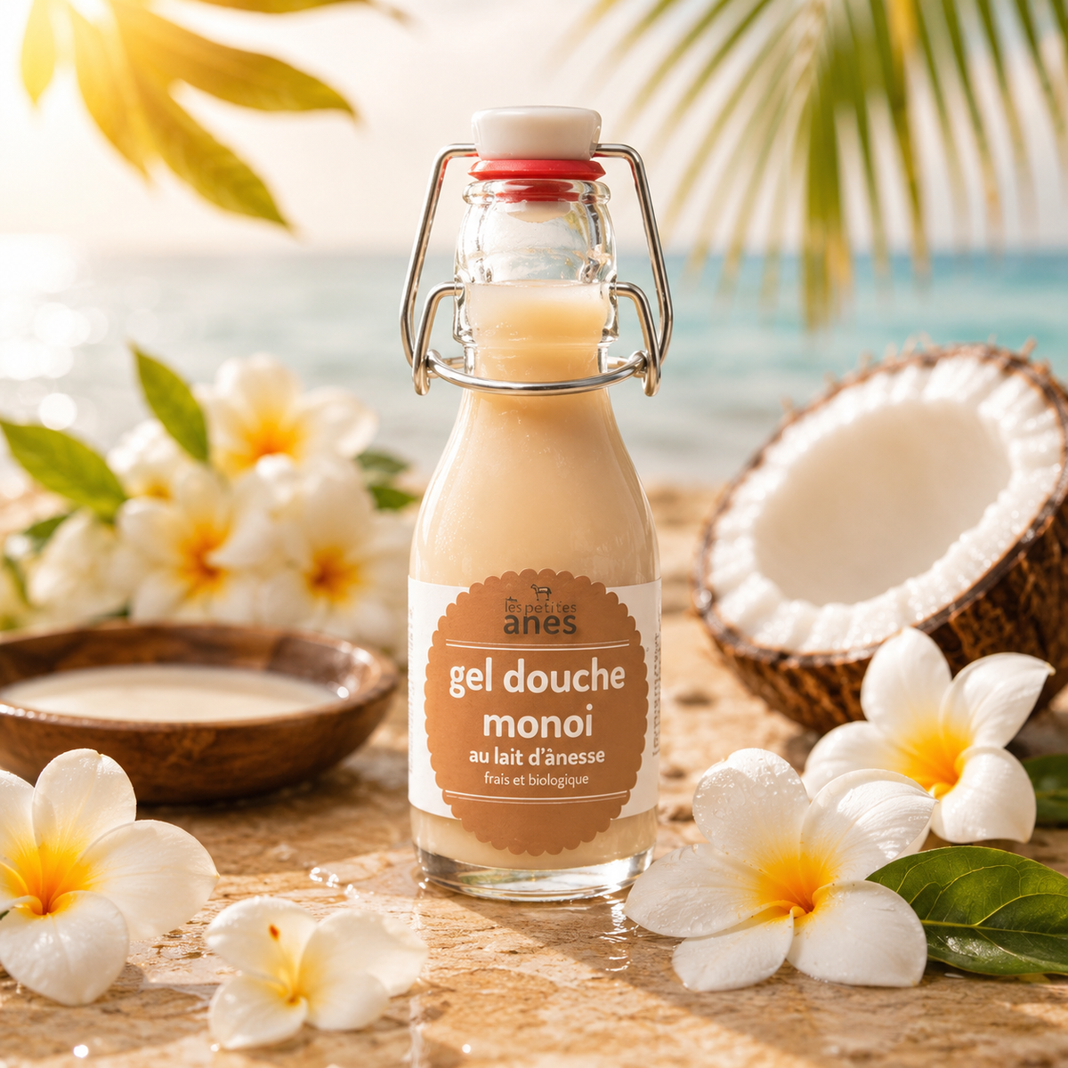 Gel douche limonade au lait d’ânesse frais et biologique monoï 100 ml
