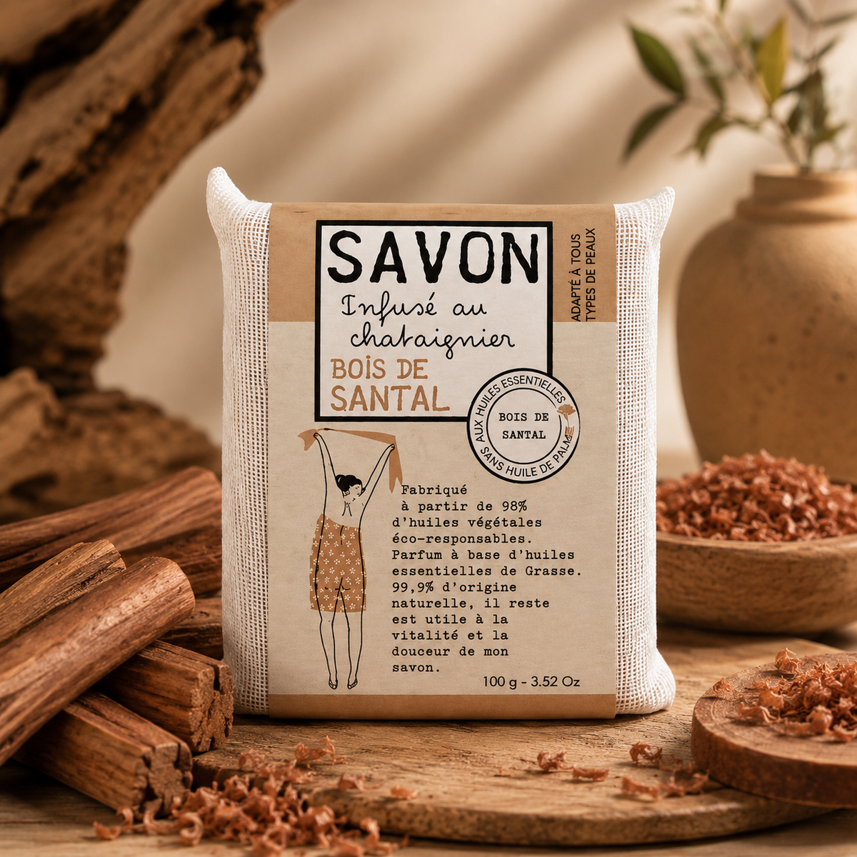 SAVONNETTE PARFUMÉE COLORÉE SANTAL