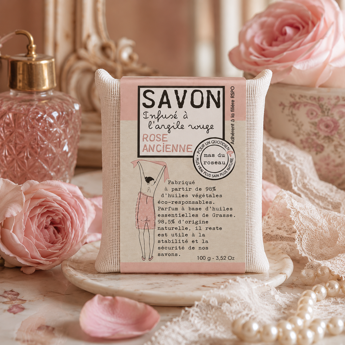 SAVONNETTE PARFUMEE COLOREE – Rose Ancienne