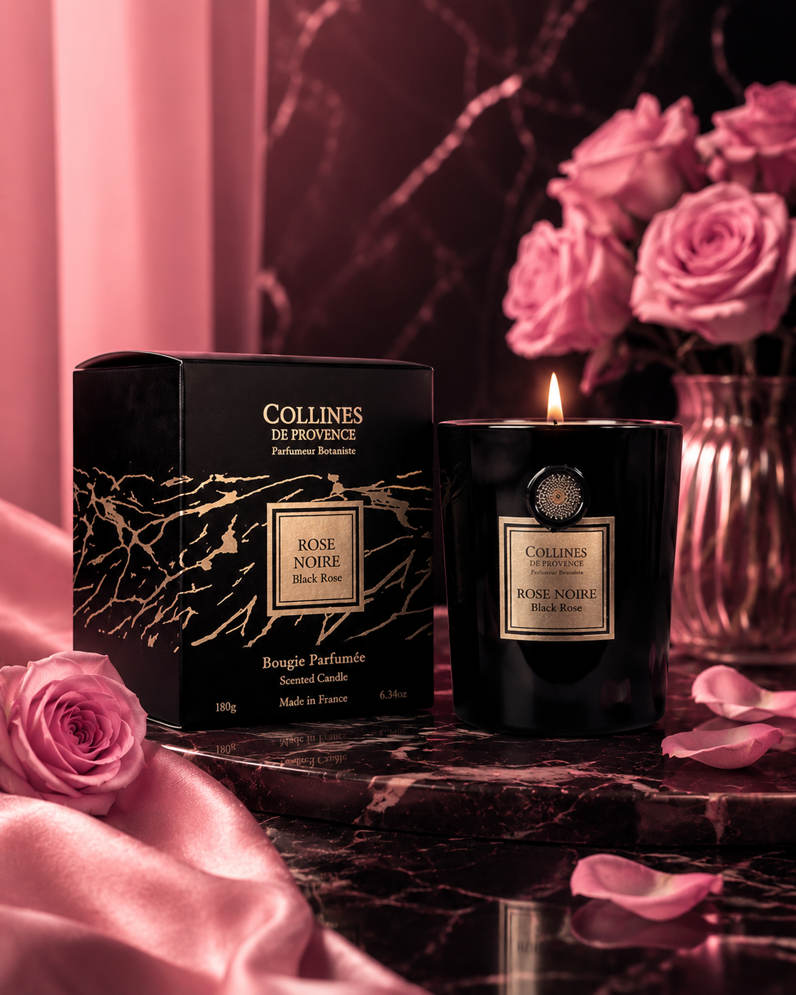 Bougie Parfumée Rose Noire Coulée à la main