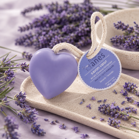 Savon cœur au lait d'ânesse biologique lavande 100 g