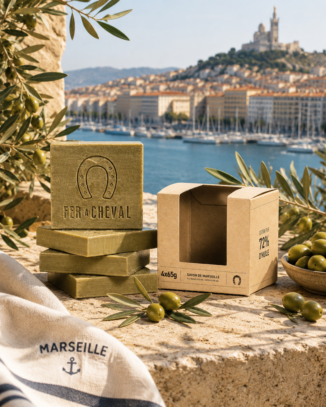 SAVON DE MARSEILLE CUBE TRANCHÉ OLIVE 4X65G