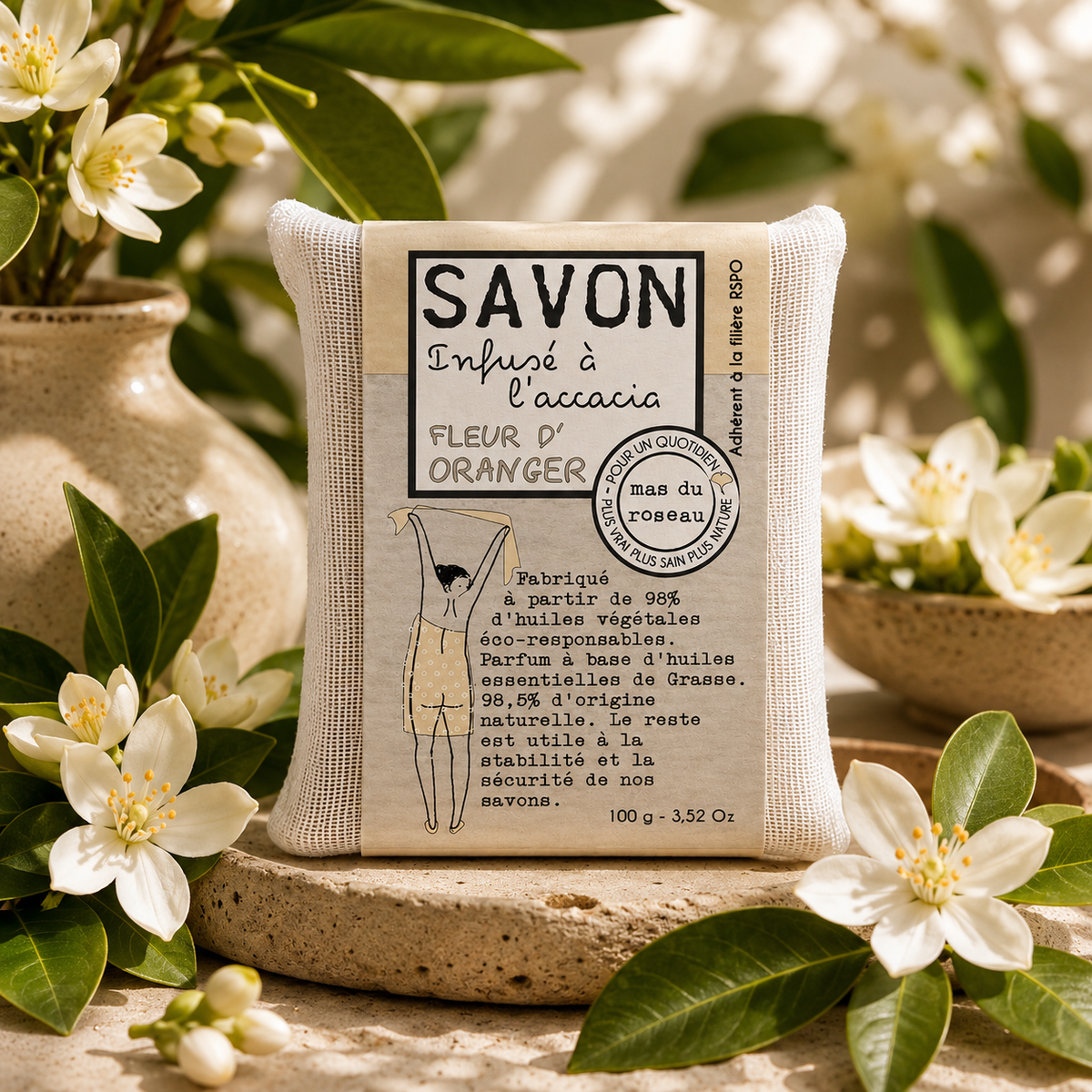 SAVONNETTE PARFUMEE COLOREE FLEUR D’ORANGER
