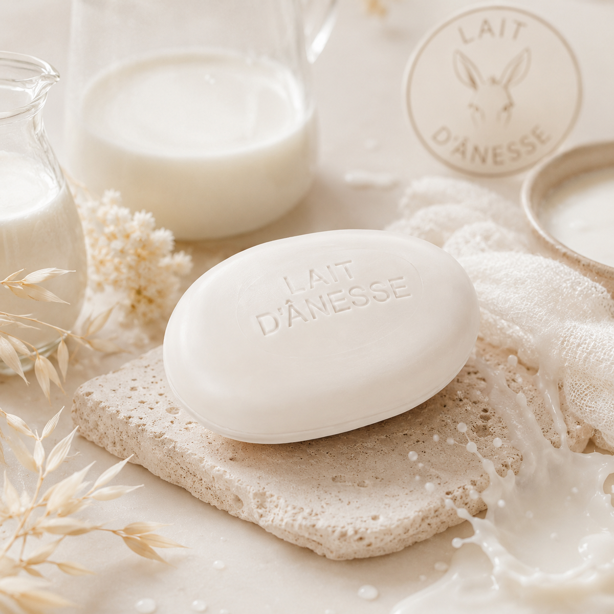Savon galet au lait d'ânesse biologique nature 150 g