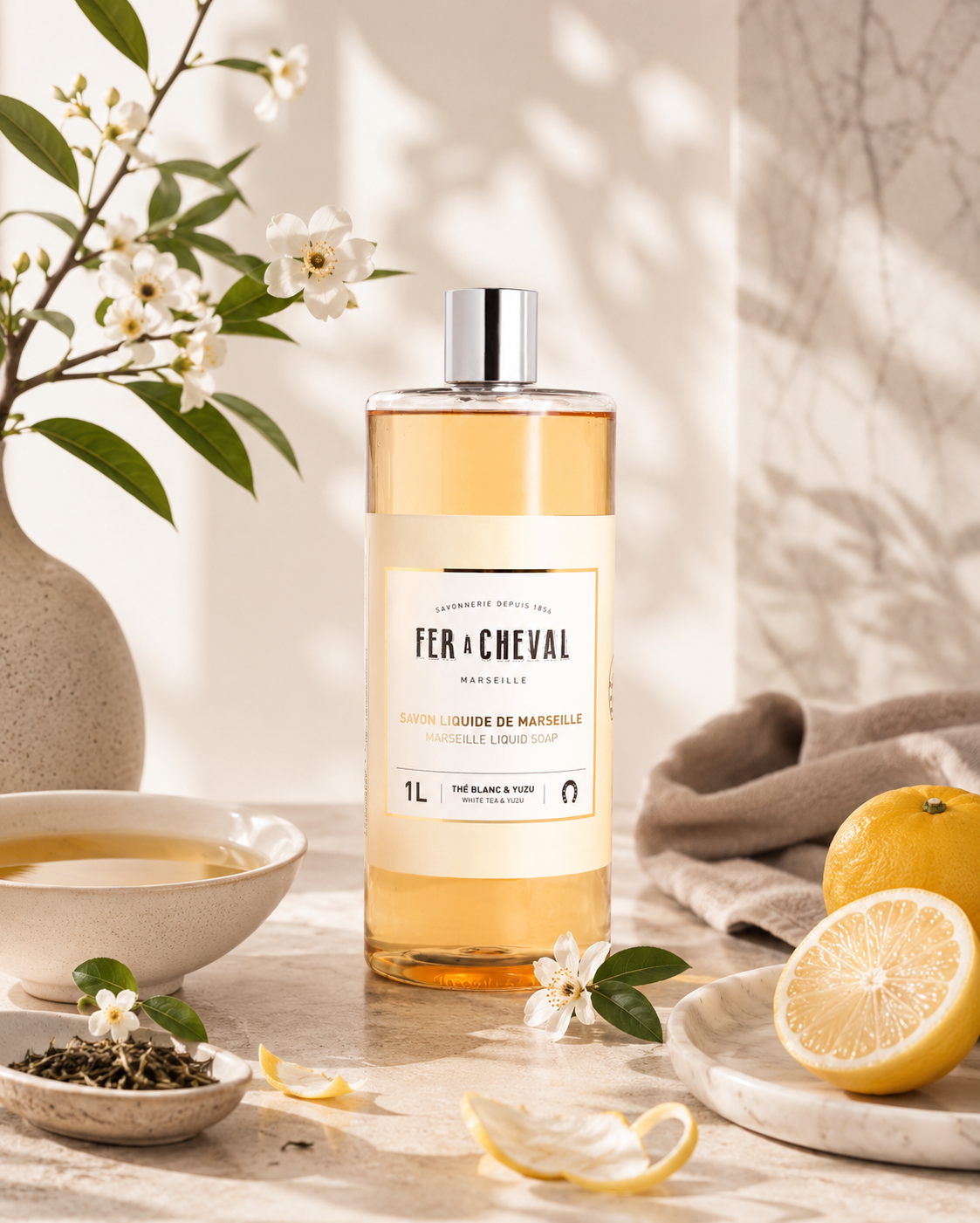 SAVON LIQUIDE DE MARSEILLE THÉ BLANC & YUZU 1L