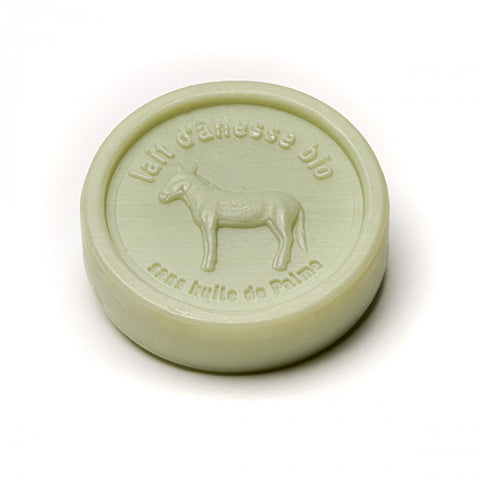 Savon rond sans huile de palme au lait d'ânesse biologique aloe vera 100g